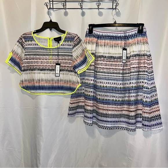 Romeo & Juliet Couture Dresses & Skirts - Romeo + Juliet Neon Multi Ombre Perforated Zip-Up Two Piece Crop Top Skirt Set